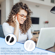 Carica l'immagine nel visualizzatore di Gallery, Naselli per occhiali - 20 paia (10 trasparenti, 10 neri) - Cuscinetto in morbido silicone, design ad airbag, autoadesivi