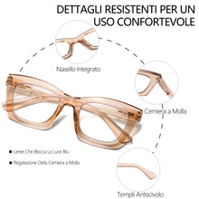 Carica l'immagine nel visualizzatore di Gallery, Occhiali da lettura da donna alla moda con blocco della luce blu e cerniere a molla