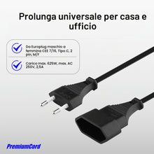 Carica l'immagine nel visualizzatore di Gallery, PremiumCord 230 V 2 m, Cavo Prolunga Con Spina Europea E Presa Europea, Prolunga Cavo Di Alimentazione Per 230 V, Presa 
