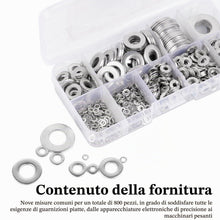 Carica l'immagine nel visualizzatore di Gallery, 800 PzRondelle Acciaio Inox, Rondelle Alzaporta, Rondella Piatta Metaliche per Viti, Assortimento di Rondelle Piatte per