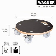 Carica l'immagine nel visualizzatore di Gallery, WAGNER Carrello per piante MAXIGRIP Ø 38 x 11 cm I Portavaso per interni ed esterni I Carrello in legno FSC® con 2 Ruote