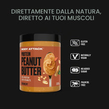 Carica l'immagine nel visualizzatore di Gallery, Body Attack Peanut Butter Natural 30% Protein Sugar &amp; Fat Free Crunchy 1 kg