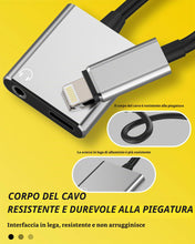 Carica l'immagine nel visualizzatore di Gallery, Adattatore 3,5 Jack Cuffiette 2 in 1 Cavo Aux Cuffie Accessori Lightning Caricatore per Apple Iphone 14 13 12 11 Pro Max