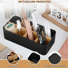 Carica l'immagine nel visualizzatore di Gallery, AiQInu Organizer Scrivania e Portapenne Nero, Porta Penne per Scrivania con 8 Scomparti Rimovibili, Desk Organizer Ufficio per Telecomando, Conservazione Cosmetici, Accessori Scrivania