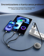 Carica l'immagine nel visualizzatore di Gallery, Minlu Retrattile Cavo di Ricarica 5 in 1, Cavo USB Ricarica Rapida 1,2m