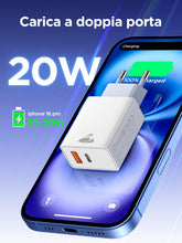 Carica l'immagine nel visualizzatore di Gallery, Caricatore USB C, 2 Pezzi Caricabatterie Rapido 20W, 2Porto Presa USB Caricatore Multiplo PD &amp; QC3.0 Carica Cellulare, S