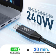 Carica l'immagine nel visualizzatore di Gallery, Acer Cavo USB C 240W 3m, Cavo USB C a USB C Carica Rapida