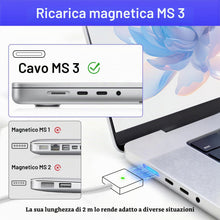 Carica l'immagine nel visualizzatore di Gallery, Cavo da USB C a Magnetic 3 per lavori flessibili a casa, 2 m, 140 W, in nylon, con forte protezione magnetica, compatibi