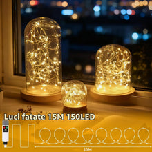 Carica l'immagine nel visualizzatore di Gallery, 2 Pezzi Lucine LED Decorative, Catena Luminosa a Batteria, 15M 150LED