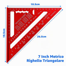 Carica l'immagine nel visualizzatore di Gallery, Squadra da Falegname，Squadra Combinata Multifunzione，Righello Triangolare Metrico，quadrato carpentiere ad alta precision
