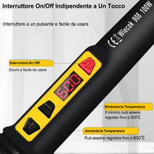 Carica l'immagine nel visualizzatore di Gallery, 100W Kit Saldatore a Stagno, Wiecok Saldatore Digitale con Schermo LCD e Temperatura Regolabile 200℃-600℃, Interruttore 