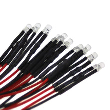 Carica l'immagine nel visualizzatore di Gallery, 10 LED da 3 mm, 12 Volt, bianco caldo (3000 K); con cavo di collegamento da 20 cm e resistenza integrata