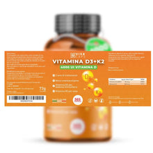 Carica l'immagine nel visualizzatore di Gallery, Vitamina d3 k2 mk7 vegana alto dosaggio 365 Micro compresse, Vitamina d3 4000 ui e 200 mcg di Menachinone per sistema im