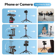 Carica l'immagine nel visualizzatore di Gallery, ULANZI MT-44B Treppiedi Doppio Slot per Cellulare e Mirrorless 150 cm Nero