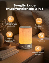 Carica l'immagine nel visualizzatore di Gallery, Sveglia Da Comodino, Sveglia Luminosa, 30 Suoni Rilassanti