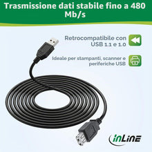 Carica l'immagine nel visualizzatore di Gallery, InLine 20973 Cavo USB 2.0, Prolunga, Type A, Maschio/Femmina, 0.5M Nero