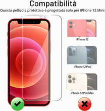 Carica l'immagine nel visualizzatore di Gallery, Vetro Temperato per iPhone 12 Mini [3 Pezzi] Vetrino Protettivo Pellicola Protezione Schermo