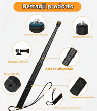 Carica l'immagine nel visualizzatore di Gallery, 120cm Invisible Selfie Stick Alluminio, Bastone Allungabile Autodifesa per Insta360,per GoPro,DJI, Action Camera,Bastone