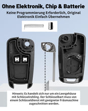 Carica l'immagine nel visualizzatore di Gallery, 2 alloggiamenti per chiave auto per Opel/Vauxhall Insignia, Astra J, Meriva, Zafira, Corsa, Mokka, Karl, Cascada Addam, 