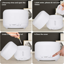 Carica l'immagine nel visualizzatore di Gallery, SQUADO Diffusore aromi Oli Essenziali da 500 ml con illuminazione LED 7 colori e timer, umidificatore per casa, camera d