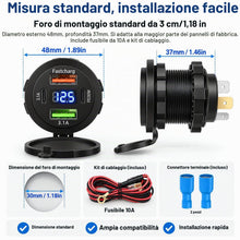 Carica l'immagine nel visualizzatore di Gallery, Presa USB 12V/24V 66W per Auto, 4 Porte PD 30W QC 3.1