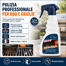 Carica l'immagine nel visualizzatore di Gallery, Cleany Detergente Super Sgrassante Spray per BBQ, Piastre e Griglie, Sgrassatore Super per Barbecue, 500 ml, Made in Ita