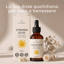 Carica l'immagine nel visualizzatore di Gallery, Vitamina D3 K2 Gocce 2000 UI D3 + 50 µg K2 - 50 ml, Alto Dosaggio