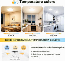 Carica l'immagine nel visualizzatore di Gallery, Plafoniera LED Soffitto, 3 Temperature di Colore, Ø18cm
