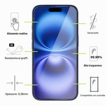 Carica l'immagine nel visualizzatore di Gallery, Vetro Temperato per iPhone 16 [2 Pezzi] Vetrino Protettivo Pellicola Protezione Schermo