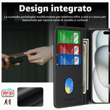 Carica l'immagine nel visualizzatore di Gallery, Cover per iPhone 15 Custodia a Libro in Pelle,Nero