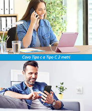 Carica l'immagine nel visualizzatore di Gallery, Cavo USB C USB C 2 Metri,60W Cavo Type-c to Type-c 3A PD Ricarica Rapida USBC Caricatore Tipo C a USB-C Cavetto Nylon Ca