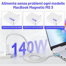 Carica l'immagine nel visualizzatore di Gallery, Cavo da USB C a Magnetic 3 per lavori flessibili a casa, 2 m, 140 W, in nylon, con forte protezione magnetica, compatibi