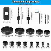 Carica l'immagine nel visualizzatore di Gallery, Set di seghe a tazza di alta qualità, 19 pezzi, per foratura precisa su legno, cartongesso e PVC (1)