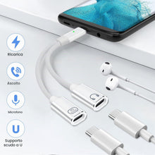 Carica l'immagine nel visualizzatore di Gallery, 2 in 1 USB C Adattatore per Cuffie e Ricarica，Trasmissione Dati