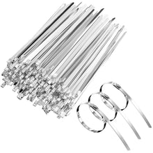 Carica l'immagine nel visualizzatore di Gallery, Gvolatee 100 pezzi Fascette in Inox 200mm,Fermacavo Metalliche Autobloccanti Temperatura Resistenza Corrosione,Stringica