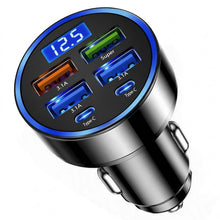 Carica l'immagine nel visualizzatore di Gallery, Caricatore Auto USB C, 4 USB + 2 Type-C con Display Digitale Voltmetro LED