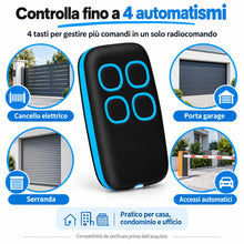 Carica l'immagine nel visualizzatore di Gallery, Telecomando Universale per Cancello 4 in 1 Rolling Code 280-868 MHz, 4 Tasti