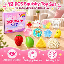 Carica l'immagine nel visualizzatore di Gallery, Squishy Box 12 Pezzi – Squishy Fun Box Mystery Set con 12 Sorprese, Antistress Fidget per Adulti, Idea Regalo per Festiv