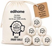Carica l'immagine nel visualizzatore di Gallery, edihome, Palline per Asciugatrice in Lana 100% Naturale – Set da 6 Palle Asciugatrice che Riducono i Tempi di Asciugatur