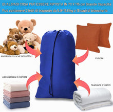 Carica l'immagine nel visualizzatore di Gallery, AiQInu Grandi Sacchi da Biancheria Coulisse Sacco della Biancheria Pieghevole Borsa della Lavanderia, 70 x 115 cm,2 pz-blu