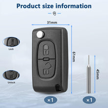 Carica l'immagine nel visualizzatore di Gallery, 2 Tasti Guscio Chiave Auto per Citroen Peugeot CE0536 207 307 308 407 607 806 Partner Citroen C2 C3 C4 C5 C6 Telecomando