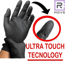 Carica l'immagine nel visualizzatore di Gallery, R MOVE 100 guanti in nitrile monouso neri M senza polvere, gloves ambidestri usa e getta per alimenti, non sterili, senz