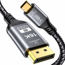Carica l'immagine nel visualizzatore di Gallery, Cavo da USB C a DisplayPort 2.1, 16K a 30Hz 8K a 120Hz 4K a 240Hz, cavo Thunderbolt 5 a DP, 40 Gbps, tipo C compatibile 