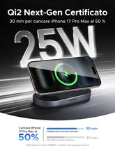 Carica l'immagine nel visualizzatore di Gallery, UGREEN Zapix Qi2 25W Caricatore Wireless 2 in 1 MagSafe (Nero)