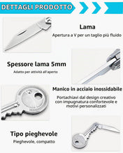 Carica l'immagine nel visualizzatore di Gallery, 3Pcs Coltello Tascabile,Mini EDC, Mini Coltello,Piccolo Coltello Pieghevole in Titanio con foro Portachiavi Integrato pe
