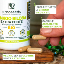 Carica l'immagine nel visualizzatore di Gallery, Ginkgo Biloba BIO | Forte | Memoria, Circolazione Sanguigna | 90 capsule