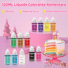 Carica l'immagine nel visualizzatore di Gallery, Coloranti Alimentari a 12 Colori X 10 ML-Grado Alimentare Colorante Alimentare Liquidi Concentrati per Decorare Torte, U