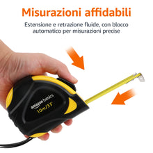 Carica l'immagine nel visualizzatore di Gallery, Amazon Basics metro per misurazione, autobloccante, 10 m, con scala metrica decimale (scala di precisione MID), Nero, Gi