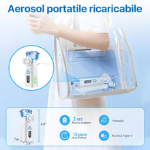 Carica l'immagine nel visualizzatore di Gallery, Aerosol Portatile Silenzioso Macchina Aerosol per Adulti e Bambini a Ultrasuoni con Ricarica USB-C Nebulizzatore Elettri