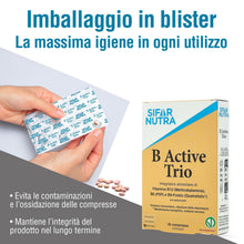 Carica l'immagine nel visualizzatore di Gallery, Sifar Nutra B Active Trio | B12 (metilcobalamina), folato e B6 (P5P) | vegano | assorbimento elevato | dose elevata | l'